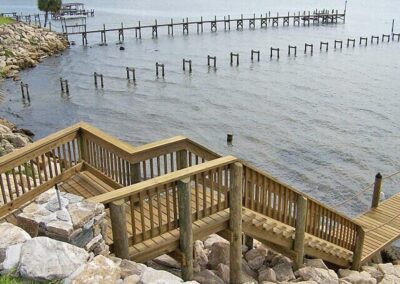 Land and Sea Marine River Dock with Stairway over Revetment